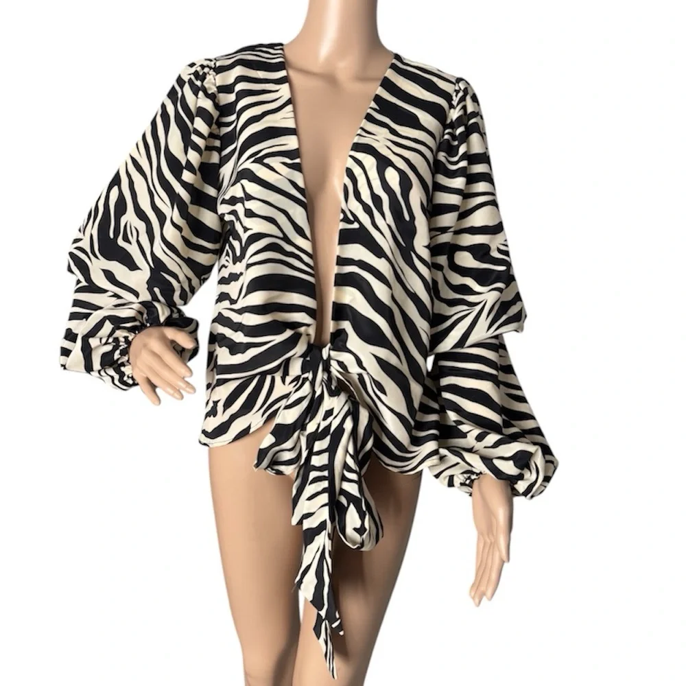 Olivia Preckel Animal Print Blouse - Picture 1 of 5
